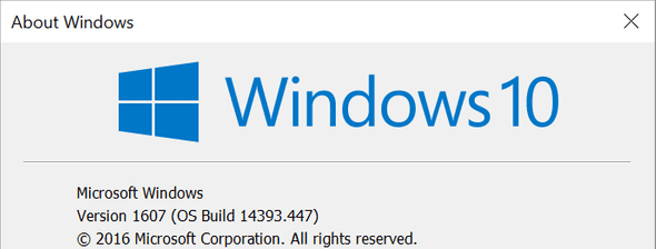 Windows Version dialog